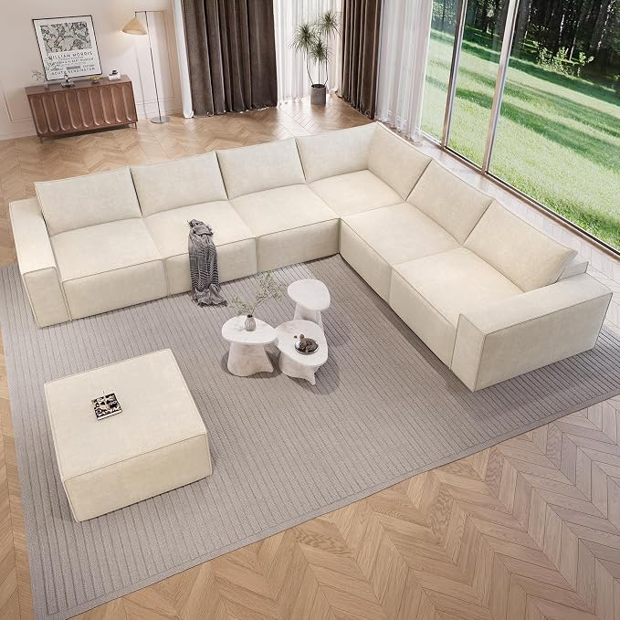 Vesgantti 143.7" Oversized Boneless Couch, Modern 7 Seater Modular Sectional by Vesgantti