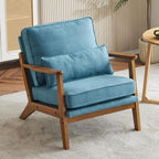 Karl home Accent Chair Wide Armrest Mid-Century Lounge Chair Linen Fabric by Karlhome