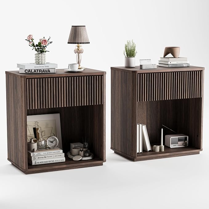 Modern Fluted Nightstand Set of 2 - Image 9