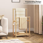 HOOBRO Freestanding Towel Rack for Bathroom, 2 Tier Decorative Bamboo Blanket - Image 3