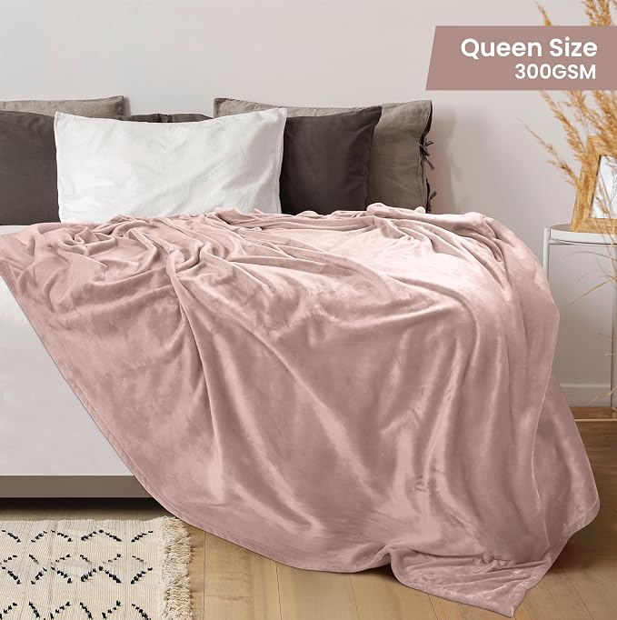 Utopia Bedding Soft Fleece Bed Blanket Queen Size Rose Pink | Microfiber Plush - Image 2