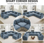 147'' Oversized U Shaped Cloud Sectional Sofa, Chenille Deep Seat Couches - Image 6