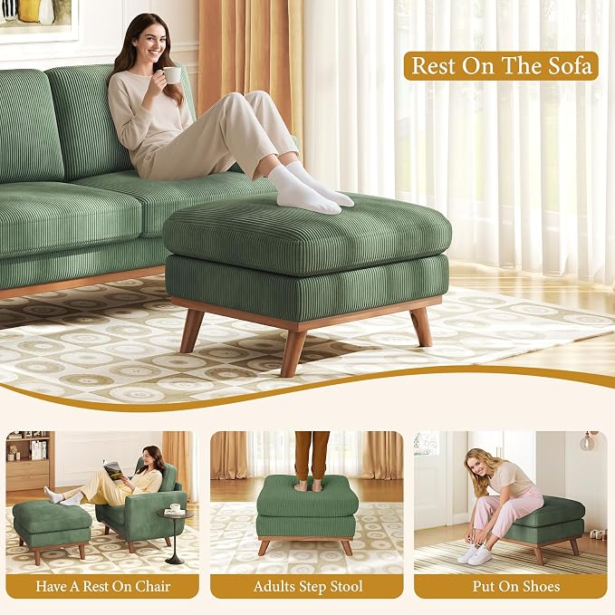 Vesgantti Large Ottoman for Modular Sofa, 29.5" Corduroy Pouf Ottoman - Image 6