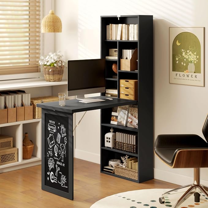 HOMCOM Foldable Convertible Writing Table, Wall Mounted Space-Saving Computer - Image 8