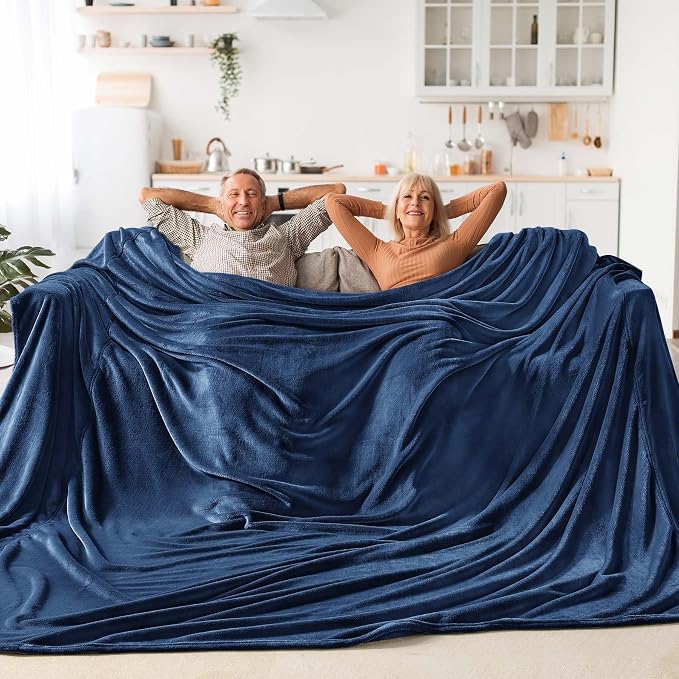 BEDELITE Fleece Blanket Soft Plush Oversized Bed Blanket Navy 120"x120" | Ultra by BEDELITE
