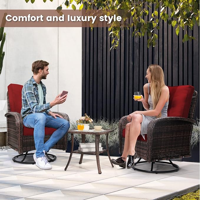 wildformers Luxury Outdoor Swivel Wicker Glider Patio Chairs - Image 3
