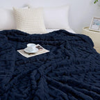 Aganear Fleece Throw Blanket for Couch Sofa 60"x80" Navy | Lightweight Fuzzy - Image 5