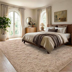 Noahas 4'x5'3'' Beige Fluffy Soft Area Rug Non-Slip - Image 3