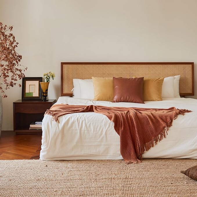 lifein Throw Blanket for Couch, Soft Boho Bed Throw, Cozy Burnt Orange Chenille - Image 3