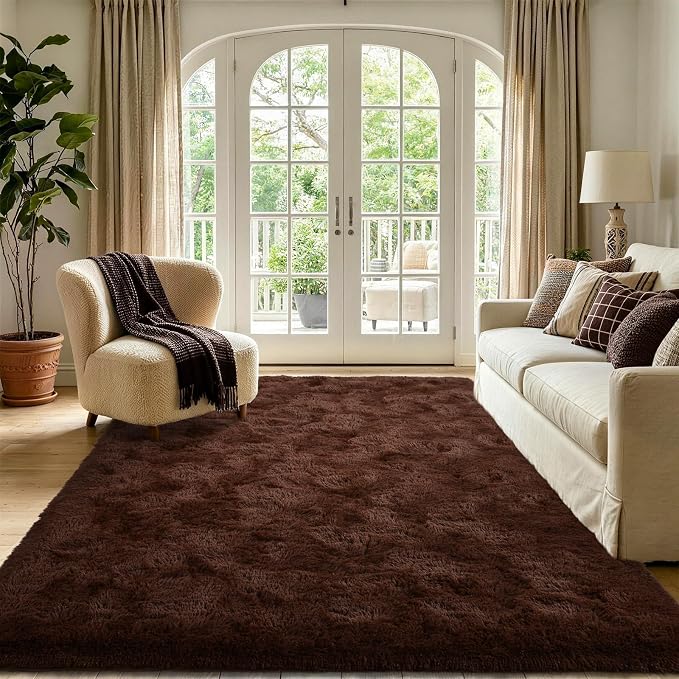4x6 Brown Fluffy Soft Area Rug Non-Slip - Image 2