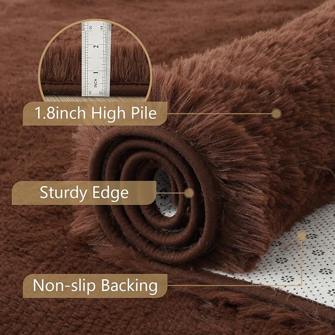 5x7 Brown Fluffy Soft Area Rug Non-Slip - Image 6
