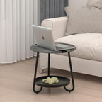 2 Tier Coffee Table in Living Room, Industrial Style Round Coffee Table - Image 5