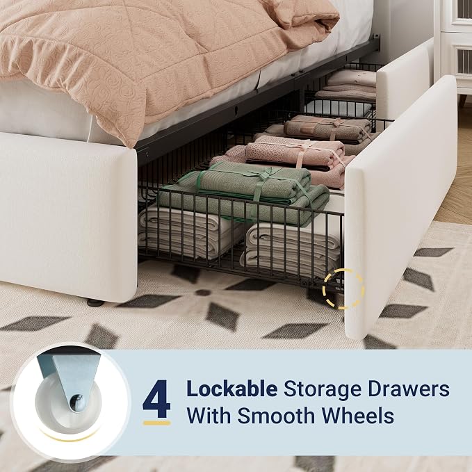 Allewie Full Size Storage Bed Frame, Vertical Channel Tufted Adjustable - Image 5