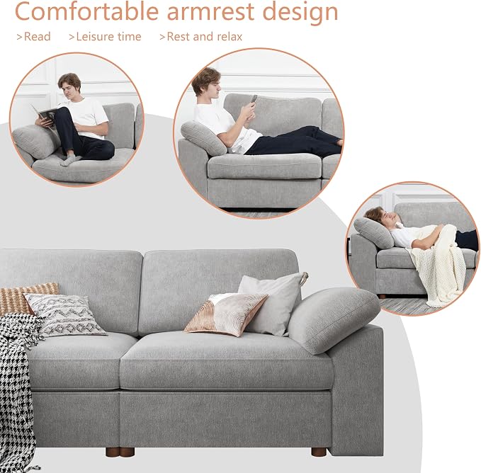 EASE MOOSE Oversized L Shape Sectional Modular Sofa，Comfty Chenille Sectional - Image 6