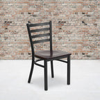 Flash Furniture 2 Pack HERCULES Series Black Ladder Back Metal Restaurant Chair - Image 2