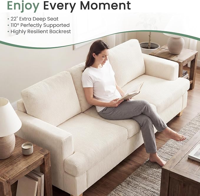 YOUDENOVA 63" Corduroy Sofa Couch Loveseat - Image 3