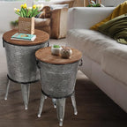 Rustee Rustic Storage Farmhouse Accent Side Table, Antique Galvanized Metal End - Image 4