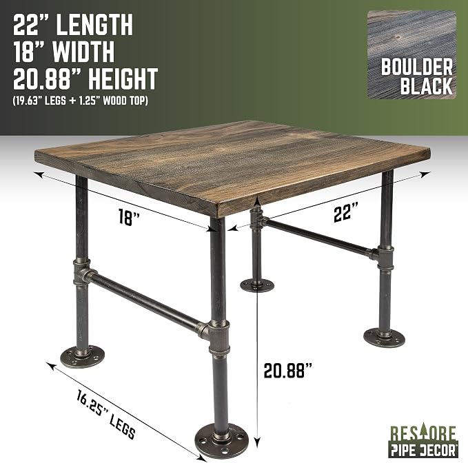 Restore by Pipe DÉCOR Wood End Table 22 in. x 18 in. x 20.88 in. Reclaimed - Image 3