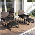 Tangkula 5 Pieces Wicker Patio Conversation Set, Outdoor PE Rattan Chair - Image 3
