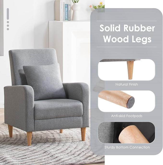 COLAMY Mid-Century Modern Upholstered Accent Chair - Image 4