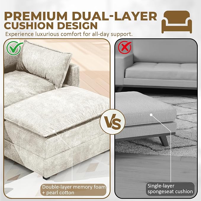 LEVELEVE 112.5" L-Shape Modular Sofa - Image 4