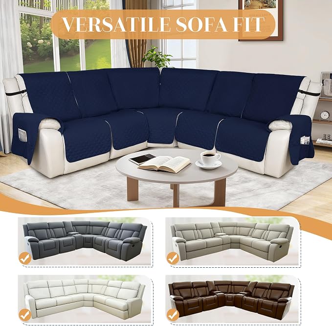 HDCAXKJ 100% Waterproof Reclining Sectional Couch Covers L Shape Recliner Sofa - Image 5