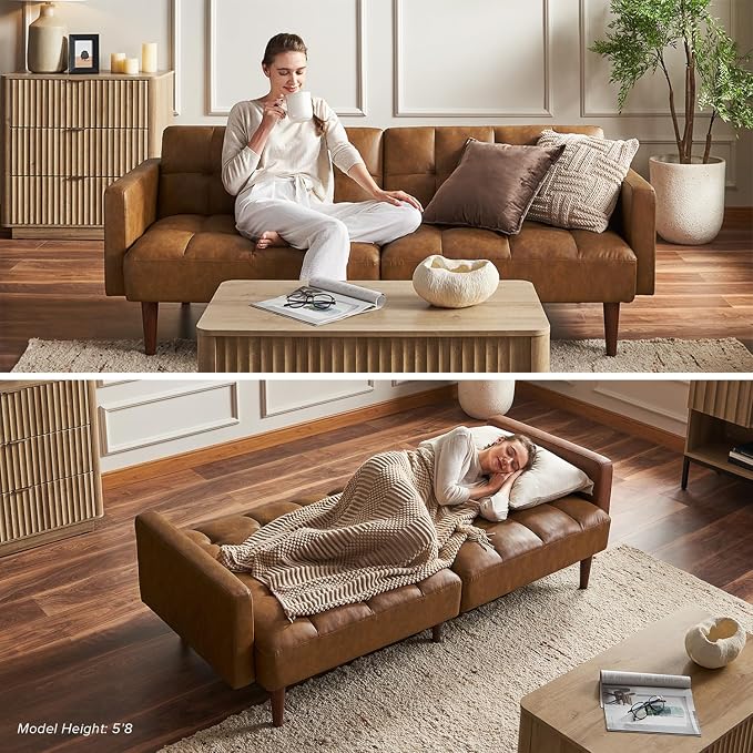 mopio 76.4" Futon Sofa Bed, Sleeper Sofa, Mid Century Modern Futon Couch - Image 7