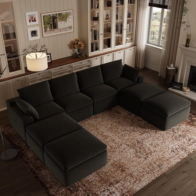 Novilla 133.8" Modular Cloud Couch, Modern Sectional Sofa by Novilla