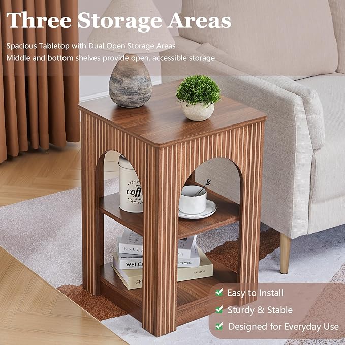weselon End Table with 3-Tier Storage, Mid-Century Modern Side Table with - Image 4