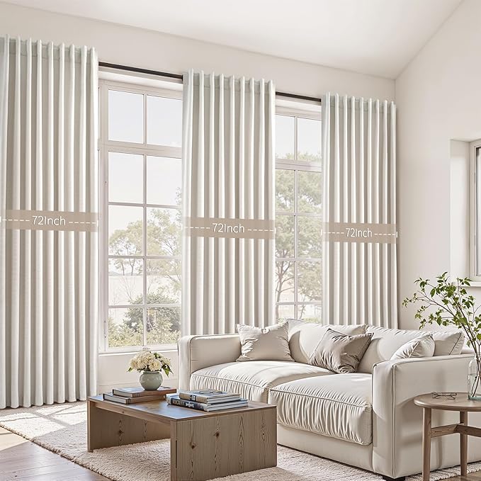 Birch Cream Extra Wide 72 Inches Blackout Curtains - Image 3