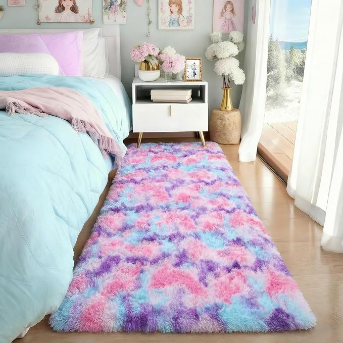 Soft Runner Rugs for Hallway 2x6 Ft, Fluffy Colorful Pastel Princess Carpet | - Image 2