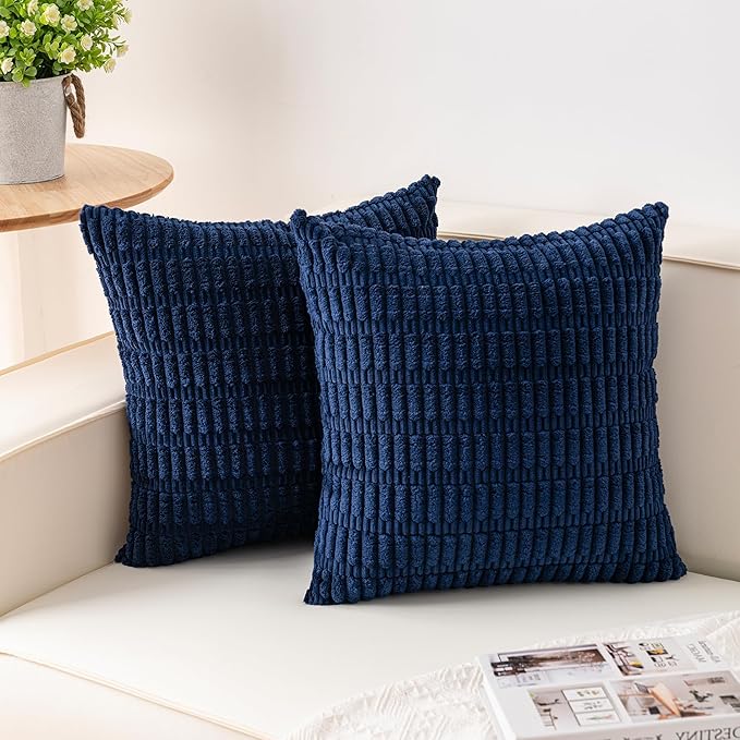 Aegero Pack of 2 Corduroy Decorative Throw Pillow Covers 20x20 Inch by Unknown