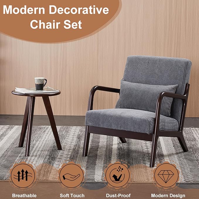 Beige Midcentury Modern Accent Chair - Image 3