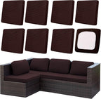 8Pcs Outdoor Cushion Covers, Elastic Patio Cushion Covers | Washable, by dreahoteztil