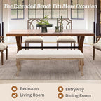 Cozyman Bedroom Bench, French Vintage Entryway Bench 52.5" Carving Upholstered - Image 6