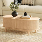 LINSY HOME Oval Coffee Table, Wood Coffee Table - Image 2