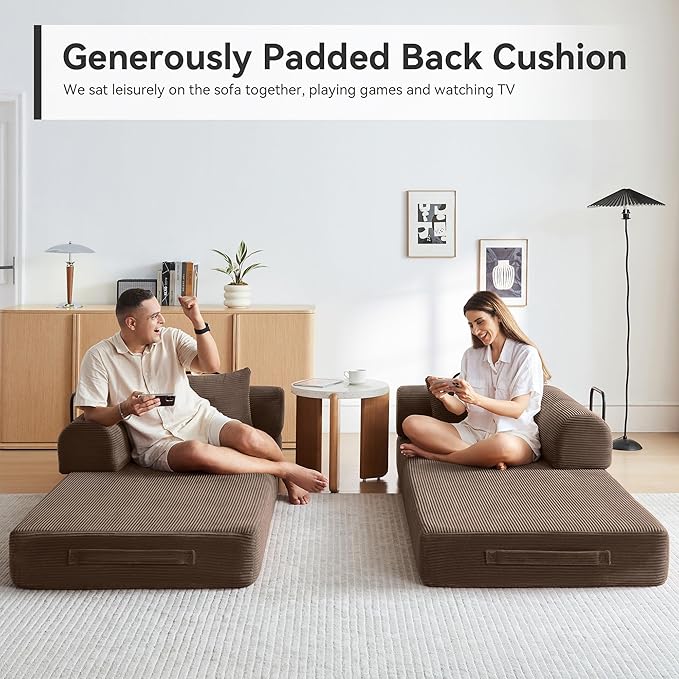 Convertible Modular Sleeper Sofa Bed, Mid Century Modern Decor Love Seat Memory - Image 3