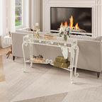 HavenlyYouth Console Table 47.2", Tempered Glass Sofa Table - Image 5