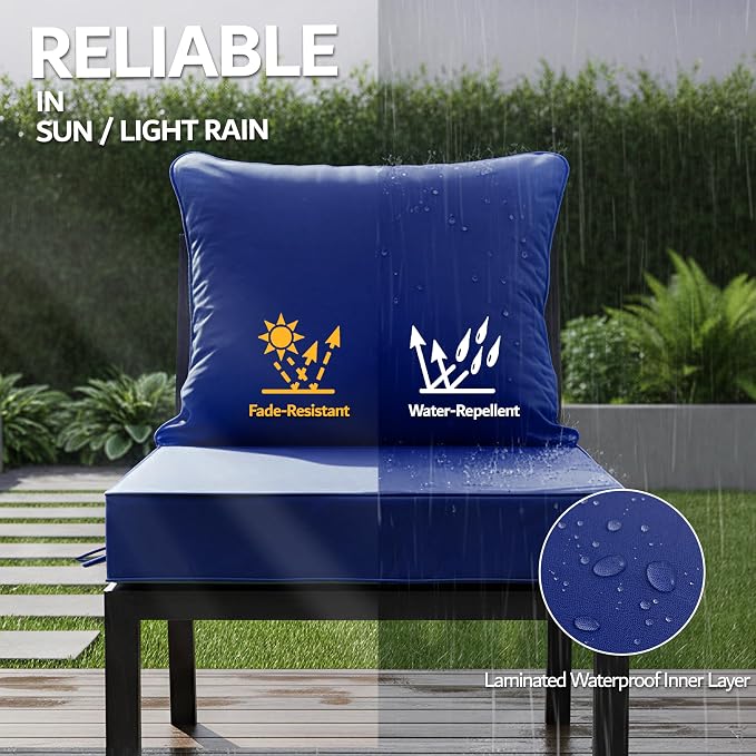 19x19 Inch Patio Chair Cushions Set of 2, Outdoor Furniture Cushions - Image 3