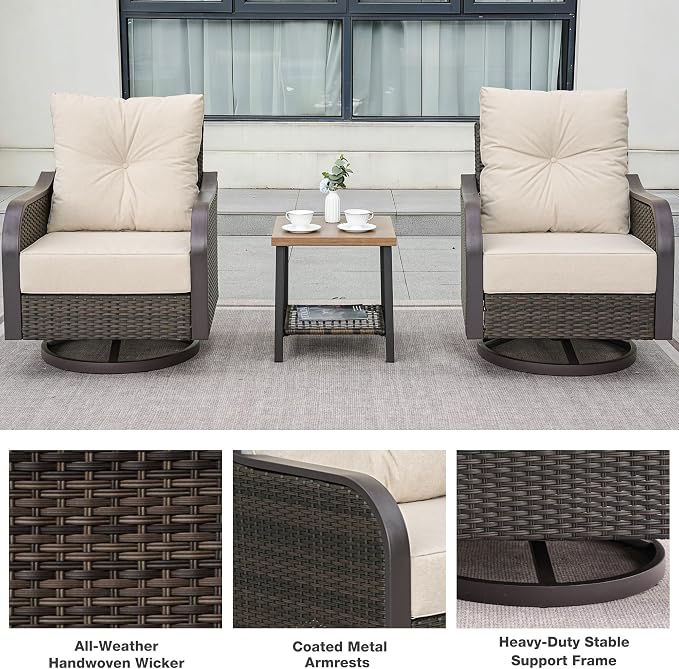 Outdoor Swivel Rocker Chairs, Wicker Swivel Rocking Chairs - Image 5