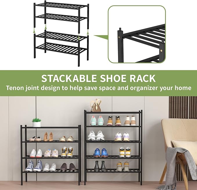 ROMGUAR CRAFT 4 Tier Bamboo Shoe Rack - Image 5