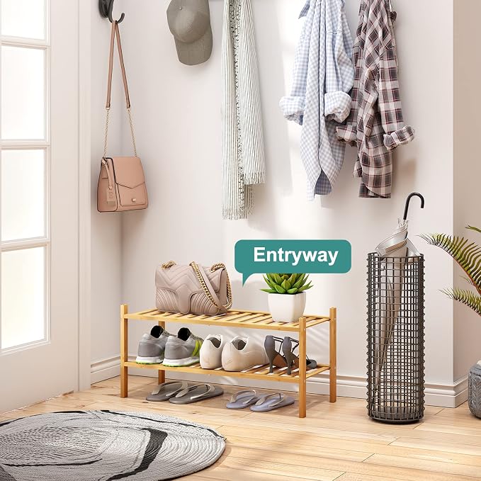 viewcare 2-Tier Bamboo Shoe Rack - Image 4