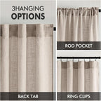 MIULEE Natural Linen Curtains 52x96 Inch Long 2 Panels - Image 3