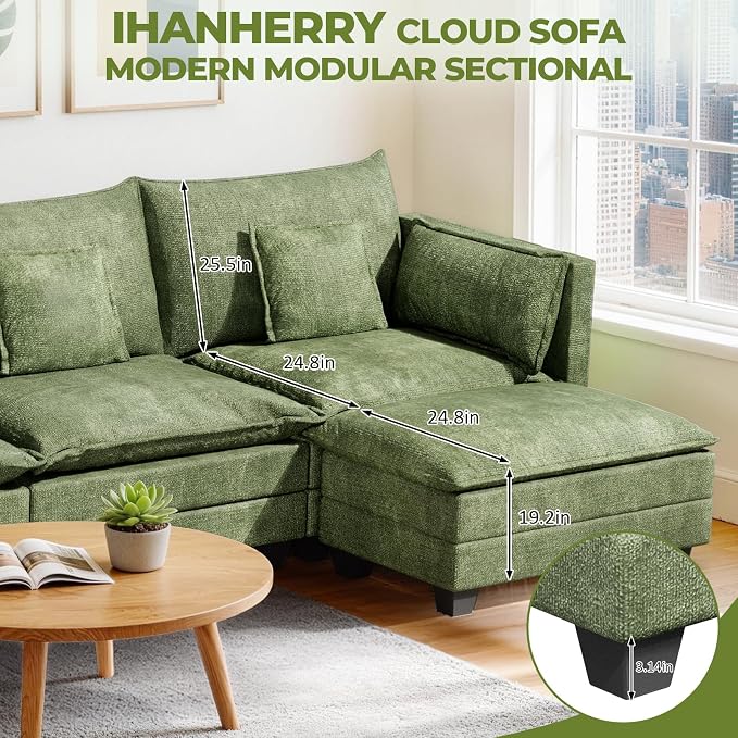 LEVELEVE 112.5" L-Shape Modular Sofa - Image 8