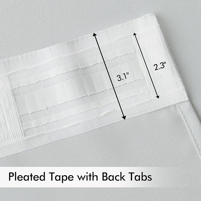 MIULEE Greyish White Back Tab Blackout Curtains 52x90 Inch Long 2 Panels | Rod - Image 4