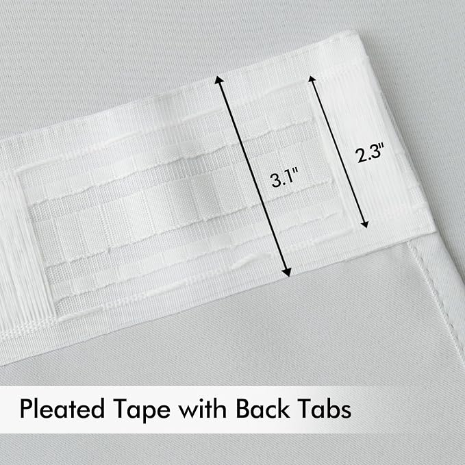 MIULEE Greyish White Back Tab Blackout Curtains 52x84 Inch Length 2 Panels | - Image 4