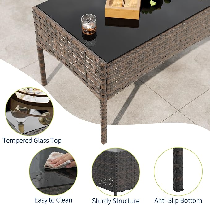 4-Piece Outdoor Furniture Set, PE Rattan Wicker Chairs - Image 6