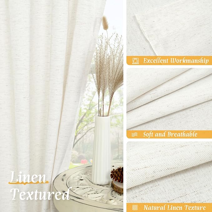 Natural Linen 63 Inch Length Curtains - Image 7