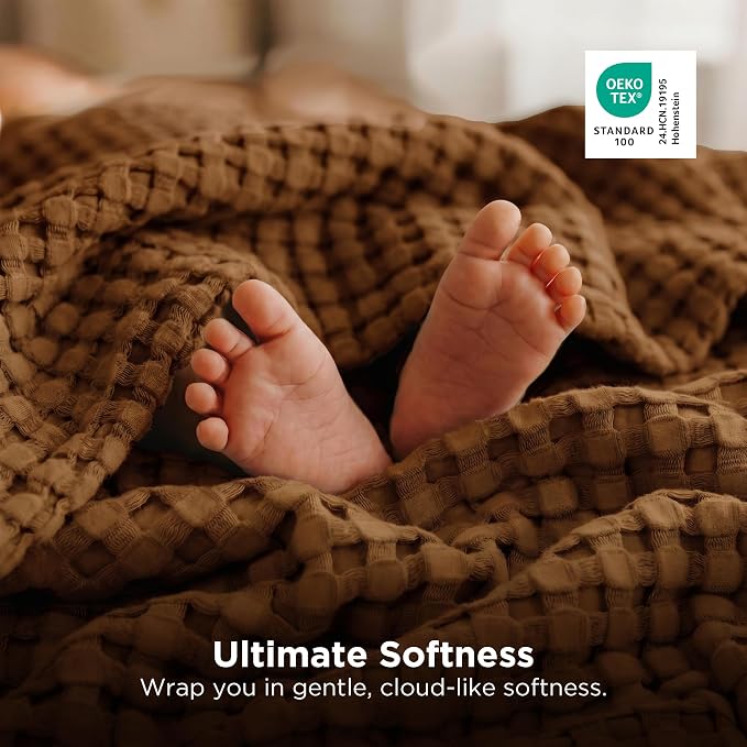 Bedsure Cooling Cotton Waffle Full Size Blanket - Image 4