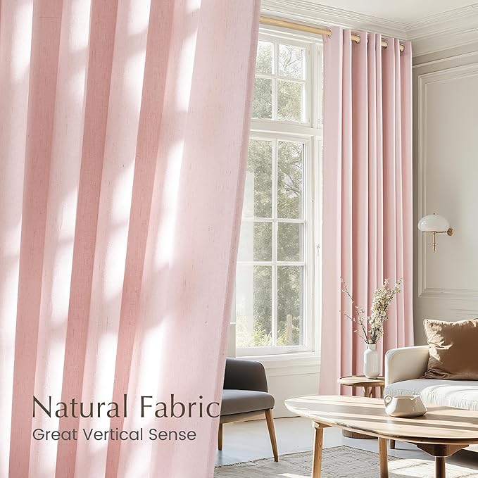 NICETOWN Linen Light Pink Sheer Curtains - Image 5